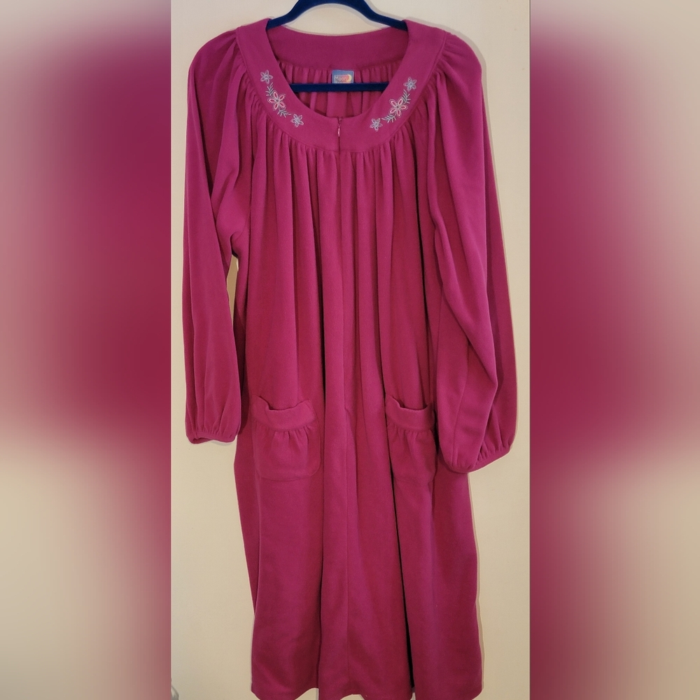Moon Beams Vintage Pink Fleece Robe w/ Zipper Size 3XL
